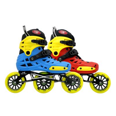 China Professional PP+fiber Kids Reject Hard Beginner 3 Adjustable Inline Wheel Roller Skates Inline Speed ​​Skates For Kids for sale