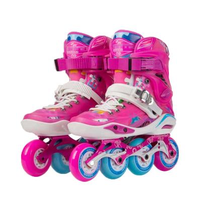 China Professional 4 Inline Wheels Skates Nylon+PP New Arrival Beginner Speed ​​Freestyle Kids Adjustable Roller Skates Shoes for sale