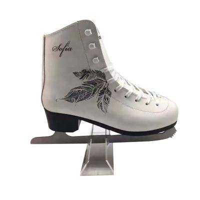 China Professional Figure Ice Figure Skate White Good Quality PU Ice Skating Shoes For Kids And Adults for sale