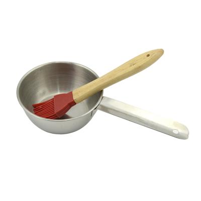 China Easily Cleaned Silicone Silicone Brush Handle 2 PCS Rubber Wood BBQ Tools for sale