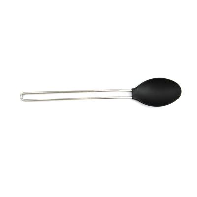 China Disposable Hot Selling Solid Spoon with Stainless Steel Wire Handle for Kitchen Tools for sale