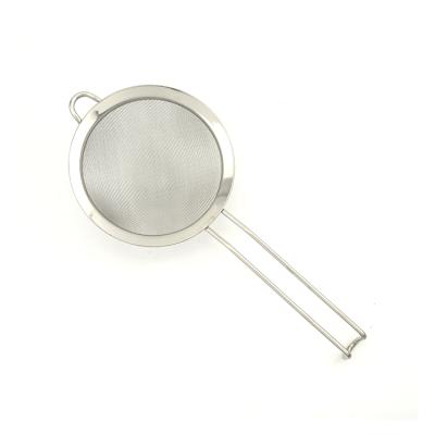 China Small Stocked Kitchen Tools Stainless Steel Mesh Long Handle Oil Skimmer Sieve for sale