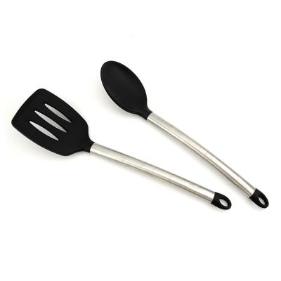 China Stocked Hot Sales Cooking Tools Solid Silicone Spoon and Slotted Spatula Kitchen Tool Kit for sale