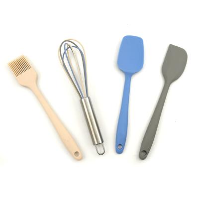 China Stocked 4Piece Kids Baking Set Spatula Spoon Beater Brush Kids Baking Baking Tools Kit For Kids for sale