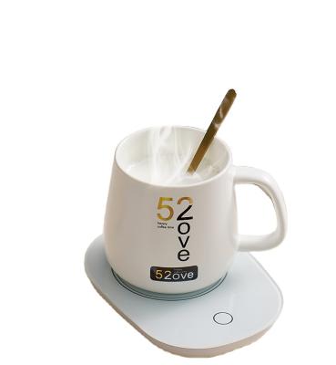 China Viable Christmas Gift 55 Degree Heating Constant Temperature Ceramic Coffee Cup Milk Heat Ceramic Mug for sale