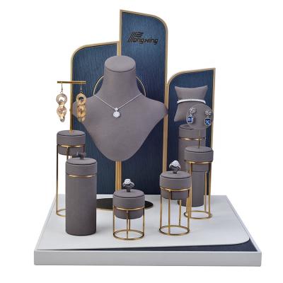 China OEM+ODM+Wholesale Handmade Leather Tray Stand Bust Hair Packaging Custom PU Jewelry Display for sale