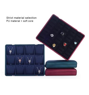 China Handmade LOW MOQ Custom PU Leather Stackable MDF Jewelry Trays for sale