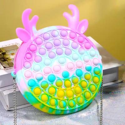 China High Quality New Silicone Stress Reliever Purse Push Bubble Noise Sensory Tossers Shoulder Sling Mini Purse For Kids for sale