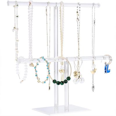 China Waterproof Modern T Shaped Acrylic Necklace Earring Display Stand for sale