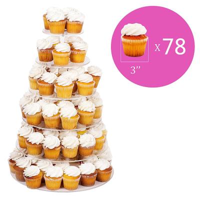 China Eco - Friendly IN STOCK Six Tier Acrylic Cake Stand Food Display Risers Clear Color for sale