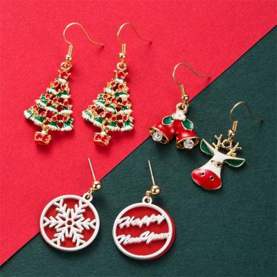 China Christmas 2021 Fashion Christmas Tree Stud Earrings For Women Tassel Christmas Earrings Christmas Gifts for sale