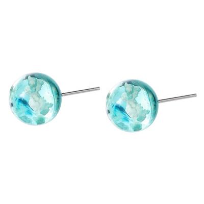 China Trendy creative handmade earrings blue sky clear spherical earring studs and resin white cloud earrings for sale