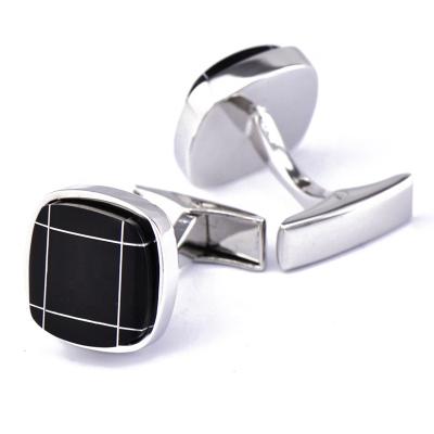 China Black Agate Brass Single Square Cufflinks French Business Shirt Button Accept Graphic Customization for sale