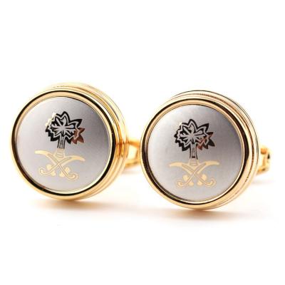 China Circular Metal Fancy French Brass Cufflinks Shirt Men's Shirt Accessories Accept Graphic Customization for sale