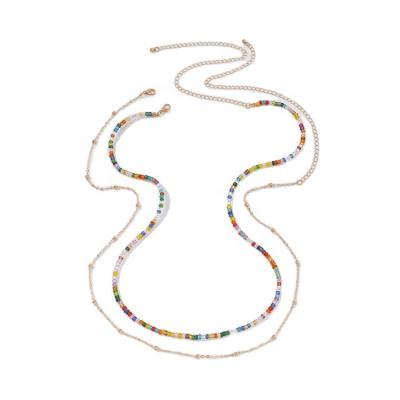 China Fashionable Bohemia Alloy Pearl Style Waist Chain Customization Casual Layers Two Waist Chain Body Colorful Chain For Women for sale