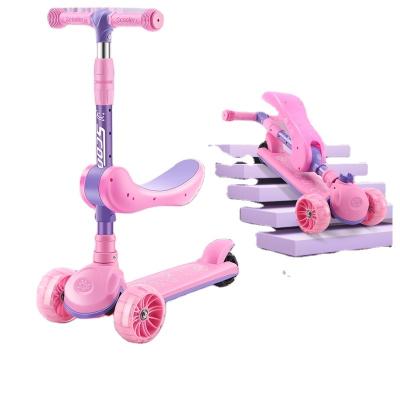 China Adjustable handlebar height makers ensure new children's scooter, 2-12 years old music and light foldable, three or four wheel skating for sale