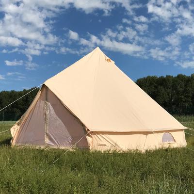 China Straight Tying Type Glamping Tent Waterproof Rust Proof Cotton Canvas Outdoor Bell Tent With Tent for sale