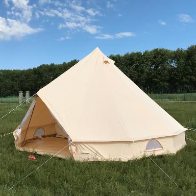 China Straight Tie Type 3M 4M 5M Large Luxury Glamping Tent 300g Cotton Family Teepee Tent Waterproof Bell Tent for Family for sale