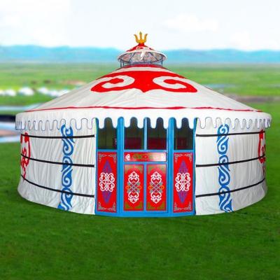 China Diagonal Bracing Type 4 Season Waterproof Traditional Mongolian Yurt Luxury Wooden Frame for sale