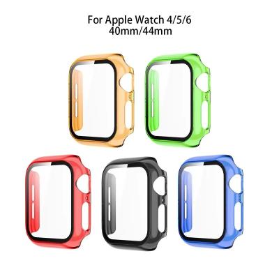 China Transparent Color PC Smartwatch Case For Apple Watch 38mm 40mm 42mm 44mm Tempered Glass Screen Watch Protective Cover 01 for sale