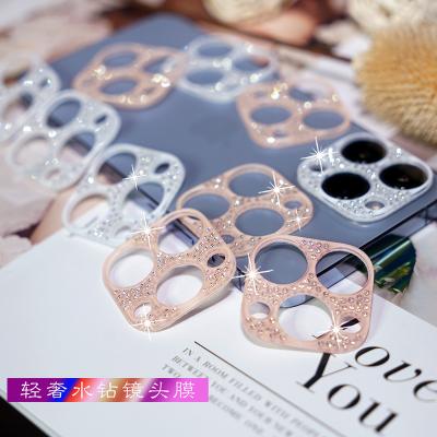 China Luxurious Cell Phone Shockproof For iPhone 14 13 12 Pro Max Mini Shiny Rhinestone Glitter Phone Camera Lens On Diamond Lens Protector Cover for sale