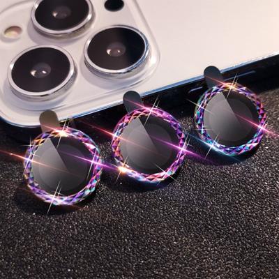 China Diamond Lens Metal Ring Cell Phone Protector Glass for iPhone 14 13 pro Max Camera Lens Case on iPhone 13Mini 12Pro 13Pro 14 pro Max Film for sale