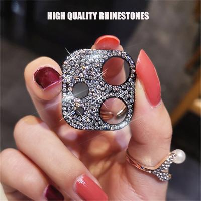 China Mobile Phone Bling Shiny Diamond Camera Lens Protector Case for iPhone 13 12 mini 11 pro Max Rhinestone Glitter Metal Screen movie for sale