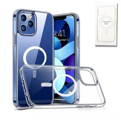 China Magnificas Case Shockproof Clear Capa For Pro 14Pro 14 Mini Wireless Charging Magnetic Cover iPhone 14 Magsafe Coque Max Support Caso for sale