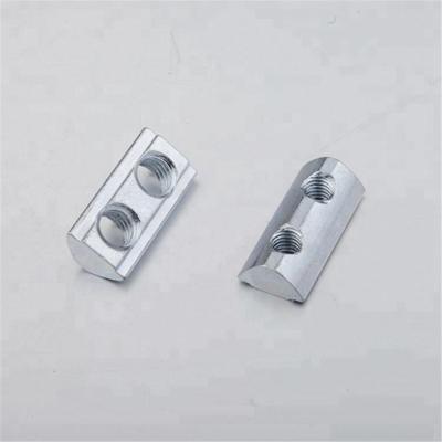 China 2A17.FA.01 Retail Industry Aluminum Profile Slot 8 M4 M5 M6 M8 Aluminum Galvanized Double Round Steel Half Threaded Slip T Slot Nut for sale