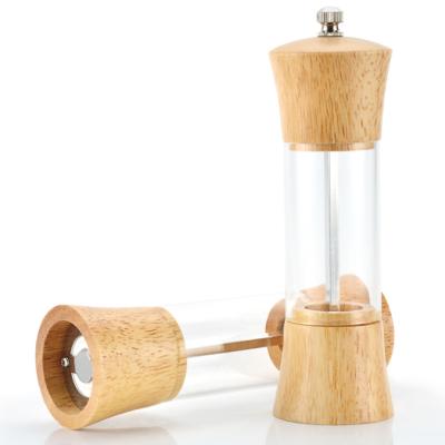 China Viable Wholesale Wooden Transparent 6 Inch Pepper Grinder Kitchen Tools With Color Box for sale