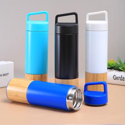 China PORTABLE Portable Sports Travel Bamboo Thermos , Double Wall SUS304 Stainless Steel Drink Water Cup for sale