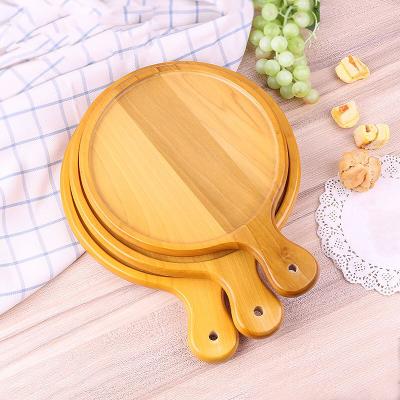 China Eco-friendly Disposable Wood Skin Pizza Paddle Wooden Cutting Board Dish With Handle Dish for sale