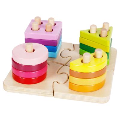 China Educational Educational Toy Baby Four Column Intelligence Board Building Blocks Geometric Toys Sets for sale