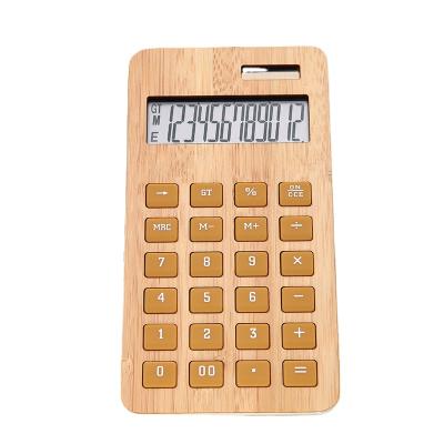 China New 12 Digit Calculator Eco-friendly Bamboo Calculator Office Office Supplies General Purpose Design for sale