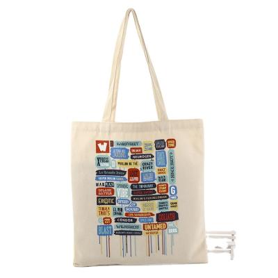 China Digital Printing Recyclable Custom Canvas Tote Bag Heavy Duty Recyclable With Pocket for sale