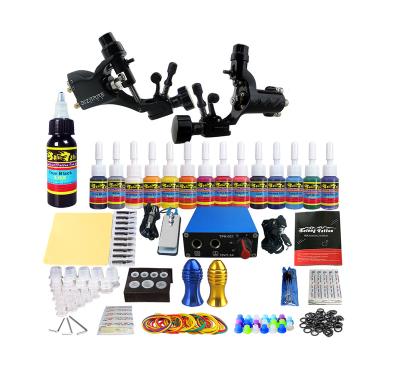 China Solong Permanent Tattoo Kit 2 Cheap Popular Machine Guns And Needles Grips Full Power Supply Mini Rotary Tattoo Kits for sale