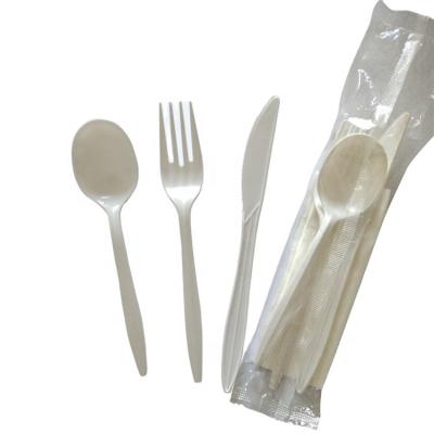 China China factory wholesale disposable food grade plastic biodegradable tableware set 4 in 1 biodegradable for sale