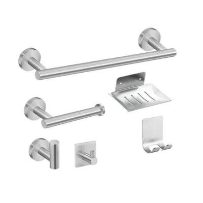 China Modern 6 Pieces Hotel Bathroom Accessories Luxury Bathroom Wall Mounted Toilet Set Hardware Hardware Set Stainless Steel for sale