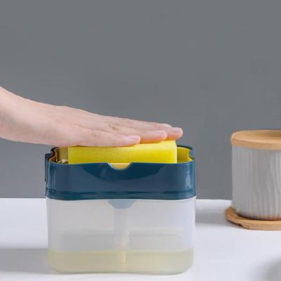 China Multifunctional Foam Soap Dispenser Kitchen 2-in-1 Design Dish Soap Dispenser Sponge Holder New for sale