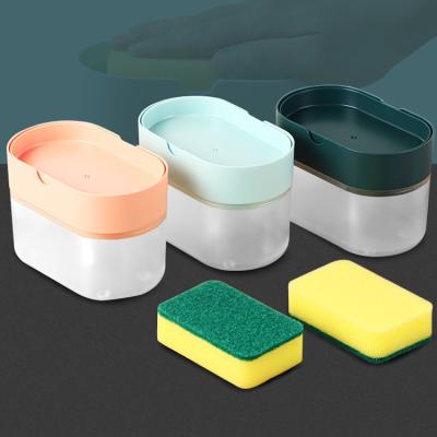 China High Quality Foam Soap Dispenser 2 in 1 Manual Press Dish Soap Dispenser Kitchen Sponge Holder for sale