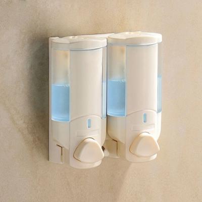 China Modern Wall Mounted Hand Washing Liquid Plastic Bathroom Soap Dispenser Double Soap Dispenser Manual High Quanlity Automatic Home Refillable for sale