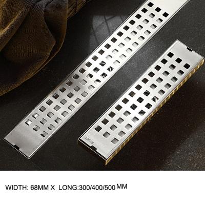 China 300/400/500 Mm Modern Bathroom Rectangle Anti Smell 304 Stainless Steel Floor Drain Shower Drain Tile for sale