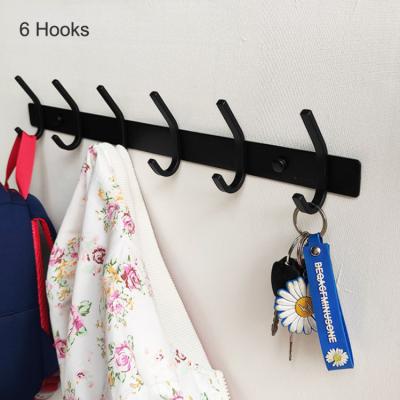 China Durable 6 Hooks 304 Stainless Steel Towel Hook Wall Hanger High Quality High Quality Bathroom Cloth Hanger for sale