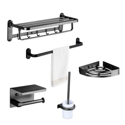 China Modern Cheap Chinese Bathroom Set Bathroom Accessories Wall Mount 5PCS Stainless Steel Bathroom Set for sale