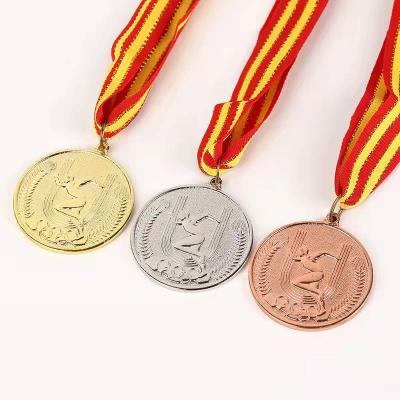 China Cheap Europe Factory Price Metal Gold Medal Souvenir Fine Sports Medal With Ribbon for sale