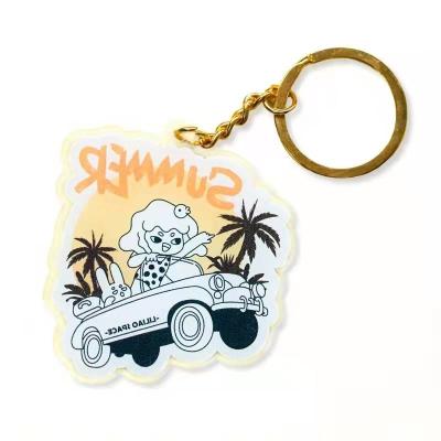 China Europe Custom Logo Cartoon Anime Key Chains Acrylic Clear Transparent Keychains Printing Holographic Charms for sale