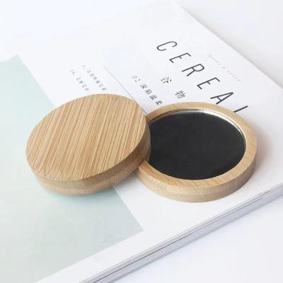 China Personalized Custom Mini Rounded Wood Cosmetic Pocket Mirror Private Label Eco-Friendly Bamboo Make Up Compact Mirrors for sale