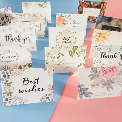 China Custom Printed Flower Greeting Mother's Day Foldable Wedding Thank You Cards Folded To Support My Small Business With Logo for sale