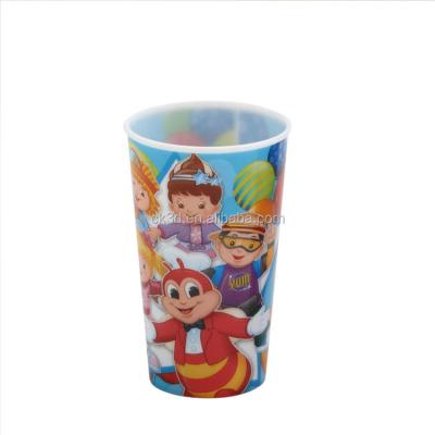 China 300ml PP Sustainable Cup 3D Printing Custom Plastic Cups Lenticular Plastic Cup With Straw And Lid For Kids for sale