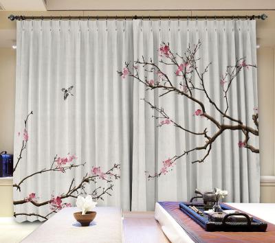 China New blackout design 3d floral digital printing cheap curtain for living room for sale